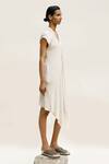 Urvashi Kaur_Off White Genesis Textured Cotton Dress_Online_at_Aza_Fashions