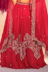 SILKY BINDRA_Pink Organza Embroidery Floral V Neck Crystal And Sequin Lehenga Set _Online_at_Aza_Fashions