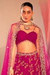 Silky Bindra_Purple Georgette Print Hibiscus Floral Sweetheart Neck Lehenga Set _at_Aza_Fashions