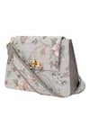 The Leather Garden_Grey Floral Pattern Heather Jacquard Shoulder Bag _Online_at_Aza_Fashions