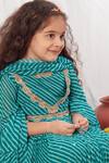Vivedkids Blue Chiffon Applique, Sequins Leheriya Stripe Pattern Anarkali With Dupatta Online at Aza Fashions Vivedkids_Blue Chiffon Applique, Sequins Leheriya Stripe Pattern Anarkali With Dupatta_Online_at_Aza_Fashions