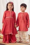 Buy Vivedkids Red Chiffon Gota Patti, Sequins, Stripe Pattern Peplum Top And Lehenga Set Online at Aza Fashions Buy_Vivedkids_Red Chiffon Gota Patti, Sequins, Stripe Pattern Peplum Top And Lehenga Set _Online_at_Aza_Fashions