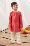 Vivedkids Red Cotton Mirrors Embroidered Kurta Set at Aza Fashions Vivedkids_Red Cotton Mirrors Embroidered Kurta Set _at_Aza_Fashions