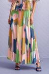 Buy_Pankaj & Nidhi_Blue Satin Hibiki Pleated Skirt_Online_at_Aza_Fashions