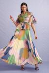 Buy_Pankaj & Nidhi_Blue Hibiki Sheer Peplum Top And Skirt Set_Online_at_Aza_Fashions