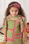 Vivedkids Green Chiffon Embroidery, Sequins Block Print Kurta Sharara Set Online at Aza Fashions Vivedkids_Green Chiffon Embroidery, Sequins Block Print Kurta Sharara Set _Online_at_Aza_Fashions