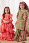 Buy Vivedkids Green Chiffon Embroidery, Sequins Block Print Kurta Sharara Set Online at Aza Fashions Buy_Vivedkids_Green Chiffon Embroidery, Sequins Block Print Kurta Sharara Set _Online_at_Aza_Fashions