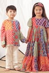 Buy Vivedkids Multi Color Cotton Embroidery Block Print Kurta Set Online at Aza Fashions Buy_Vivedkids_Multi Color Cotton Embroidery Block Print Kurta Set _Online_at_Aza_Fashions