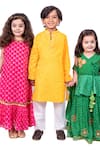 Buy_Vivedkids_Pink Chiffon Printed Bandhani Round Neck Dress _Online_at_Aza_Fashions