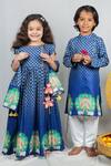 Shop Vivedkids Blue Crepe, Cotton Floral Print Kurta Set Online at Aza Fashions Shop_Vivedkids_Blue Crepe, Cotton Floral Print Kurta Set _Online_at_Aza_Fashions