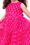 Vivedkids_Pink Chiffon Embroidery Bandhani Print Dress _Online_at_Aza_Fashions