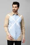Echke_Brown Cotton Blend Plain Geometric Pattern Shirt_Online_at_Aza_Fashions