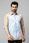 Buy_Echke_Brown Cotton Blend Plain Geometric Pattern Shirt_Online_at_Aza_Fashions