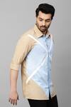 Shop_Echke_Brown Cotton Blend Plain Geometric Pattern Shirt_Online_at_Aza_Fashions