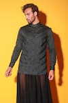 Echke_Green Cotton Angular Panel Shirt _Online_at_Aza_Fashions