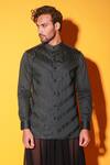 Shop_Echke_Green Cotton Angular Panel Shirt _Online_at_Aza_Fashions