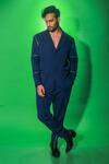 Buy_Echke_Blue Cotton Blend Solid Side Zippered Jacket And Pant Set _Online_at_Aza_Fashions