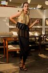 Shop_Echke_Black Satin Tassels Round Neck Peplum Jacket Top _Online_at_Aza_Fashions