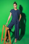 Buy_Echke_Blue Synthetic Solid Round Flared Jumpsuit _Online_at_Aza_Fashions