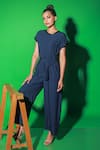 Shop_Echke_Blue Synthetic Solid Round Flared Jumpsuit _Online_at_Aza_Fashions