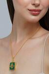 ZARIIN_Green Onyx Embellished Pendant Necklace _Online_at_Aza_Fashions