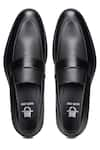 Shop_Hats Off Accessories_Black Genuine Leather Round Toe Penny Loafers  _Online_at_Aza_Fashions