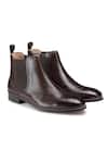 Hats Off Accessories_Brown Genuine Leather Burnish Chelsea Boots_at_Aza_Fashions