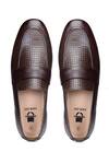 Hats Off Accessories_Brown Genuine Leather Woven Moccassins Penny Loafers_Online_at_Aza_Fashions