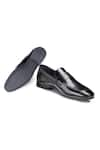 Hats Off Accessories_Black Genuine Leather Embossed Penny Loafers  _Online_at_Aza_Fashions