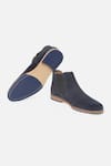 Hats Off Accessories_Blue Suede Leather Plain Chelsea Boots  _at_Aza_Fashions