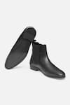 HATS OFF ACCESSORIES_Black Genuine Leather Plain Brogue Chelsea Boots  _at_Aza_Fashions