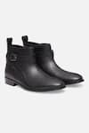 Hats Off Accessories_Black Genuine Leather Plain Buckle Ankle Boots  _Online_at_Aza_Fashions