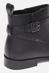 Shop_Hats Off Accessories_Black Genuine Leather Plain Buckle Ankle Boots  _Online_at_Aza_Fashions