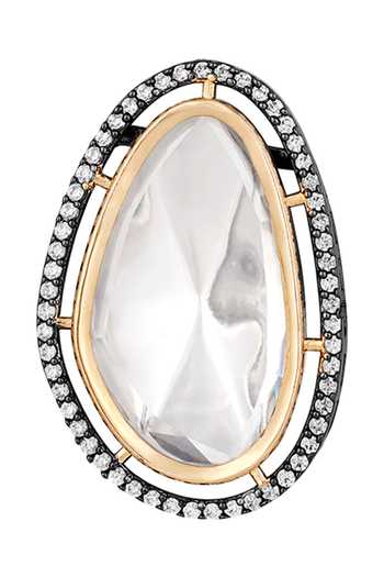 HRISHA_Black Metallic Thread, Diamonds Embellished Moissanite Polki Studs _Online_at_Aza_Fashions