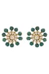 Heer-House Of Jewellery_Gold Plated Shell Pearls Tarameen Embellished Stud Earrings_Online_at_Aza_Fashions
