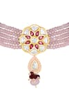 Buy_Hrisha Jewels_Gold Plated Hand-paint Meena Multi-layered Beaded Choker Set _Online_at_Aza_Fashions