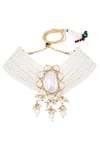 Hrisha Jewels_Cream Embellished Kundan Polki Necklace Set _Online_at_Aza_Fashions