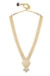 HRISHA_Cream Diamonds, Pearls Agate Embellished Necklace Set _Online_at_Aza_Fashions