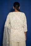 Romaa_Beige Pure Georgette Hand Embroidered Floral Kurta Sharara Set  _Online_at_Aza_Fashions