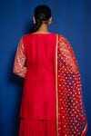 Buy_Romaa_Red Kurta Raw Silk Hand Embroidered Aari Round Sharara Set  _Online_at_Aza_Fashions