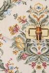The Leather Garden_Beige Floral Pattern Jacquard Handbag With Bamboo Lock _at_Aza_Fashions