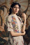 Sahil Kochhar_Grey Silk, Chiffon Zari, Lace, Embroidery Round Floral Thread Jacket Kurta Set _Online_at_Aza_Fashions