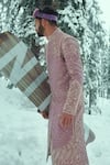Shop_Sahil Kochhar_Purple Silk Embroidery Hashir Sherwani And Trouser Set _Online_at_Aza_Fashions