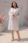 Buy_Monk & Mei By Sonia Anand_White Georgette Embroidery, Sequins Collared Heer Jacket _at_Aza_Fashions