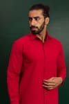 Shop_Artless_Red Cotton Textured Hibiscus Shirt _Online_at_Aza_Fashions