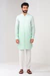 Buy_Shreyansh Designs_Blue Cotton Silk Mandarin Collar Kurta _Online_at_Aza_Fashions