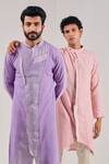 Shreyansh Designs Pink Cotton Linen Asymmetric Kurta Online at Aza Fashions Shreyansh Designs_Pink Cotton Linen Asymmetric Kurta _Online_at_Aza_Fashions