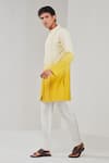 Shop_Shreyansh Designs_Yellow Cotton Silk Pintuck Pattern Ombre Kurta _Online_at_Aza_Fashions