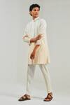 Shop_Shreyansh Designs_White Cotton Silk Ombre Kurta _Online_at_Aza_Fashions