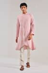 Shop Shreyansh Designs Pink Cotton Linen Asymmetric Kurta Online at Aza Fashions Shop_Shreyansh Designs_Pink Cotton Linen Asymmetric Kurta _Online_at_Aza_Fashions